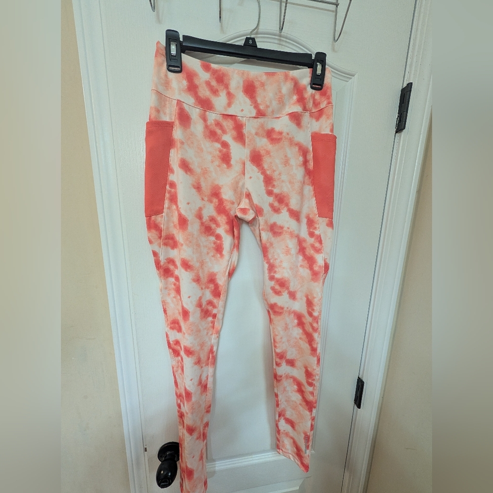 PBX PRO Tie-Dye Leggings with Coral Accent Pockets
